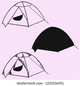 tourist tent vector silhouette isolated