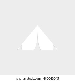 Tourist tent - white vector  icon with shadow