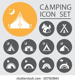 Tourist Tent.Icon Set.Vector  Illustration.