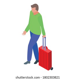 Tourist with travel bag icon. Isometric of tourist with travel bag vector icon for web design isolated on white background
