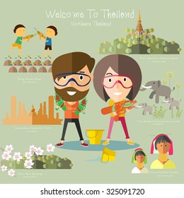  tourist travel northern thailand vector