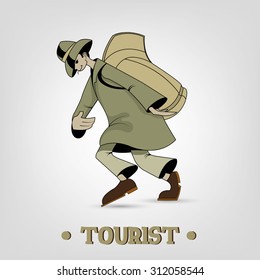 tourist traveler wanderer man backpack trip