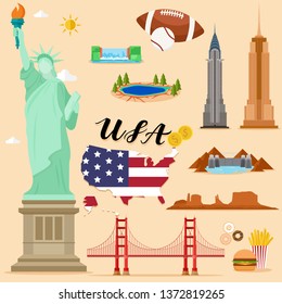 Tourist United state of America USA Travel set collection