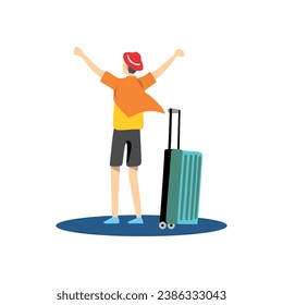 Vektorgrafik-Kunst für Touristen, die geeignet ist, Urlaub und Reisen zu beschreiben 