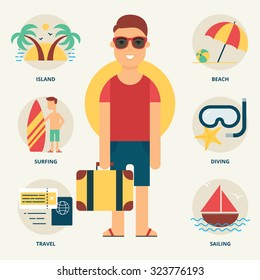 Tourist. Vector illustration, flat style