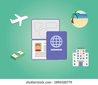 tourist visa element to grant visa to travel to other country vector