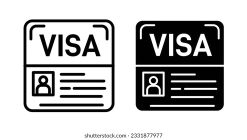 tourist visa permit vector icon set. work immigration visa line vector. travel visa symbol.