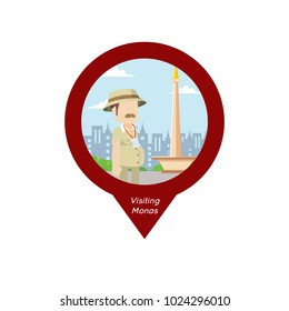 Tourist Visiting Monas Pin Map