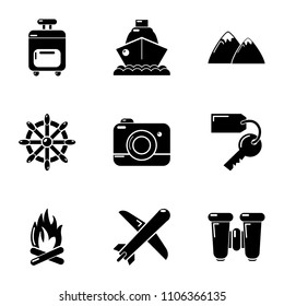Tourist way icons set. Simple set of 9 tourist way vector icons for web isolated on white background