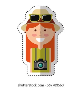 tourist woman avatar character vector illustration design