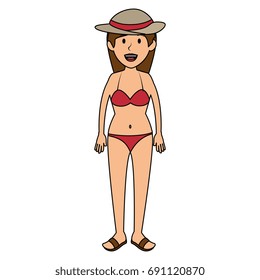 tourist woman in bathing suit avatar character