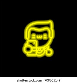 Tourist yellow glowing neon ui ux icon. Glowing sign logo vector