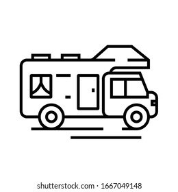 Touristic bus line icon, concept sign, outline vector illustration, linear symbol.