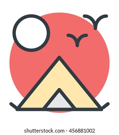 Touristic Camp Colored Vector Icon