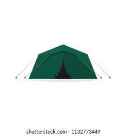 Touristic camping tent for summer active travel vacations and sport campaigns. Vector illustration. Isolated on white background.
