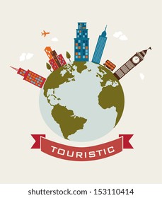 touristic design over beige background vector illustration
