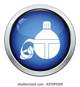 Touristic flask  icon. Glossy button design. Vector illustration.