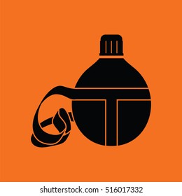 Touristic flask  icon. Orange background with black. Vector illustration.