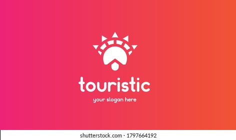 Touristic Flat Geometric Logo Design Vector