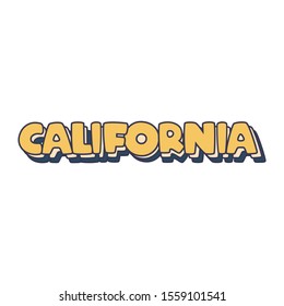 Touristic Greeting Card - California, vector illustration. white background