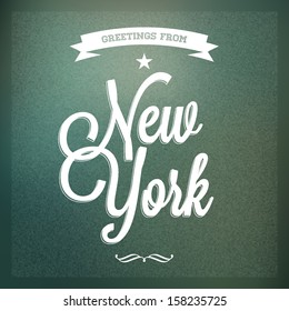 Touristic Greeting card, Typographical background "Greetings from New York", Vector design. 