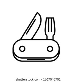 Touristic knife line icon, concept sign, outline vector illustration, linear symbol.