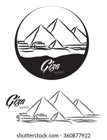 TOURISTIC LABEL GIZA EGYPT lettering illustration