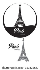 TOURISTIC LABEL PARIS FRANCE lettering illustration