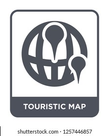 touristic map icon vector on white background, touristic map trendy filled icons from Maps and locations collection, touristic map simple element illustration