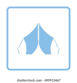 Touristic tent icon. Blue frame design. Vector illustration.