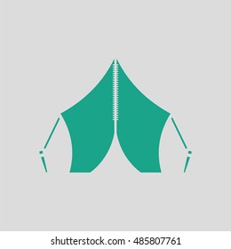 Touristic tent icon. Gray background with green. Vector illustration.