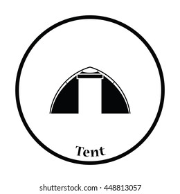 Touristic tent  icon. Thin circle design. Vector illustration.