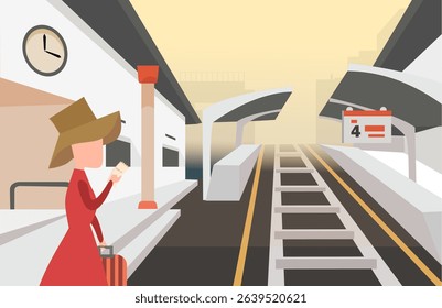 Tourists are checking their departure train tickets at the train station.