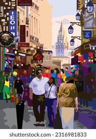 Tourists from different places around the world with tourist cities in Europe.