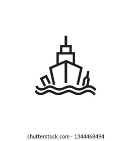 Tourists garbage line icon. Ship, cruise, sea. Waste concept. Can be used for topics like environment, problem, ecosystem