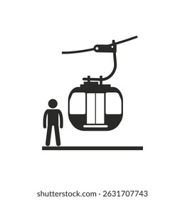 Tourists getting on cable car icon