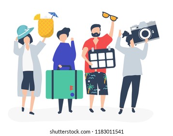 Tourists going on a tropical holiday