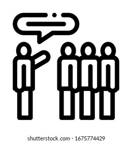 Grupo de Turistas con Vector de Icono Guía. Contorno Grupo de Turistas con Signo Guía. Ilustración de símbolo de contorno aislado