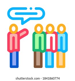 Tourists Group with Guide Icon Vector. Outline Tourists Group with Guide Sign. Isolated Contour Symbol Illustration