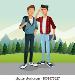 Tourists in the mountains