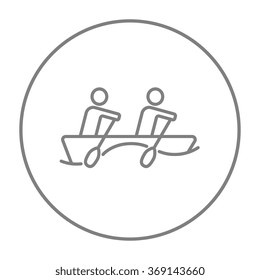 Tourists sitting in boat line icon.