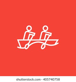 Tourists sitting in boat line icon.