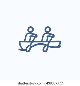 Tourists sitting in boat vector sketch icon isolated on background. Hand drawn Tourists sitting in boat icon. Tourists sitting in boat sketch icon for infographic, website or app.