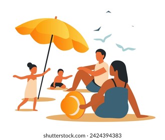 tourists in swimsuits relaxing on tropical beach people enjoying summer vacation time to travel concept horizontal