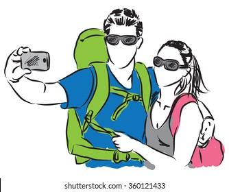 tourists taking a photo illustration