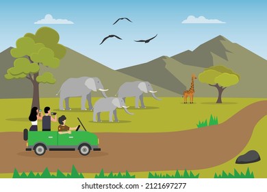 Tourists taking photos of animals 2d flat vector illustration concept for banner, website, landing page, ads, flyer template