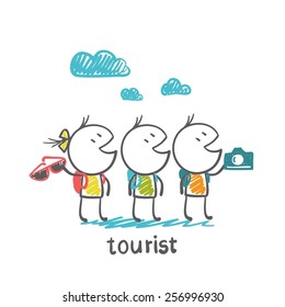 Tourists watching the sights illustration