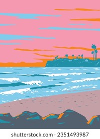 Tourmaline Surfing Park in Pacific Beach San Diego California WPA Poster Art
