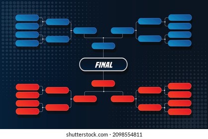 Tournament bracket banner. Championship bracket schedule. Sports match or tournament. Cup of championship. Vector stock.