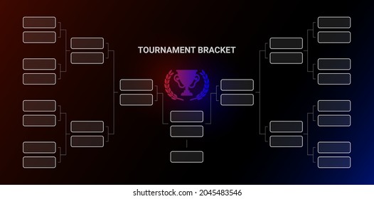 Tournament bracket championship with winners cup and wreat. Vector design 